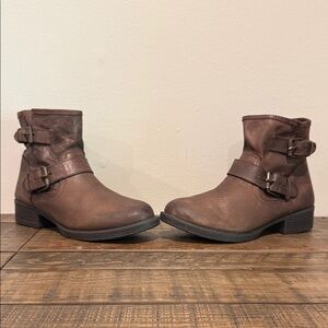 Brown Ankle Boots with Buckle Detail